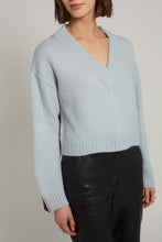 Load image into Gallery viewer, LORA SWEATER | POWDER BLUE/MERLOT COMBO
