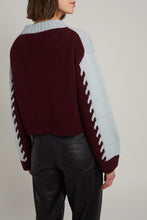 Load image into Gallery viewer, LORA SWEATER | POWDER BLUE/MERLOT COMBO
