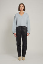 Load image into Gallery viewer, LORA SWEATER | POWDER BLUE/MERLOT COMBO
