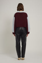 Load image into Gallery viewer, LORA SWEATER | POWDER BLUE/MERLOT COMBO
