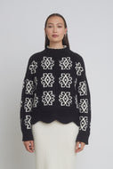 SIENNA SWEATER | BLACK + IVORY
