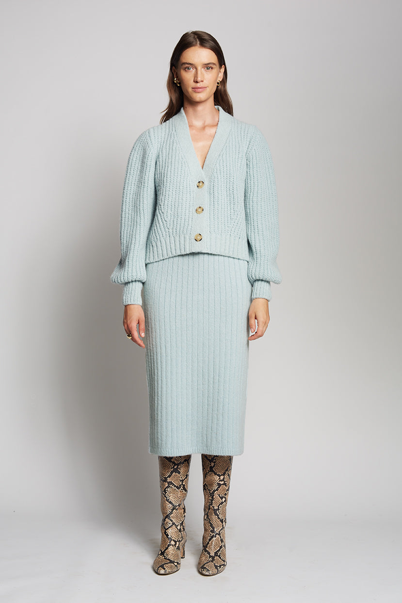 トップス ENFOLD MICRO-MINI CARDIGAN トップス ENFOLD MICRO-MINI CARDIGAN Knit Cardigan and Mini Skirt