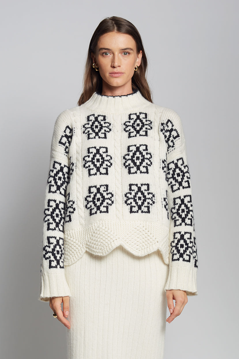 SIENNA SWEATER | IVORY + BLACK