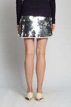 Load image into Gallery viewer, MYA MINI SKIRT | IVORY W/ SILVER SEQUINS
