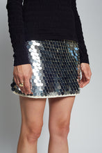 Load image into Gallery viewer, MYA MINI SKIRT | IVORY W/ SILVER SEQUINS
