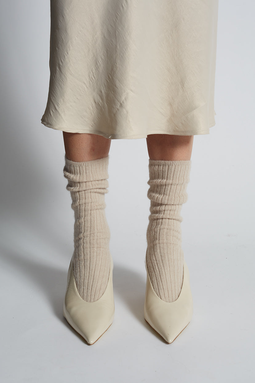 ALI RIBBED SOCK | NUDE