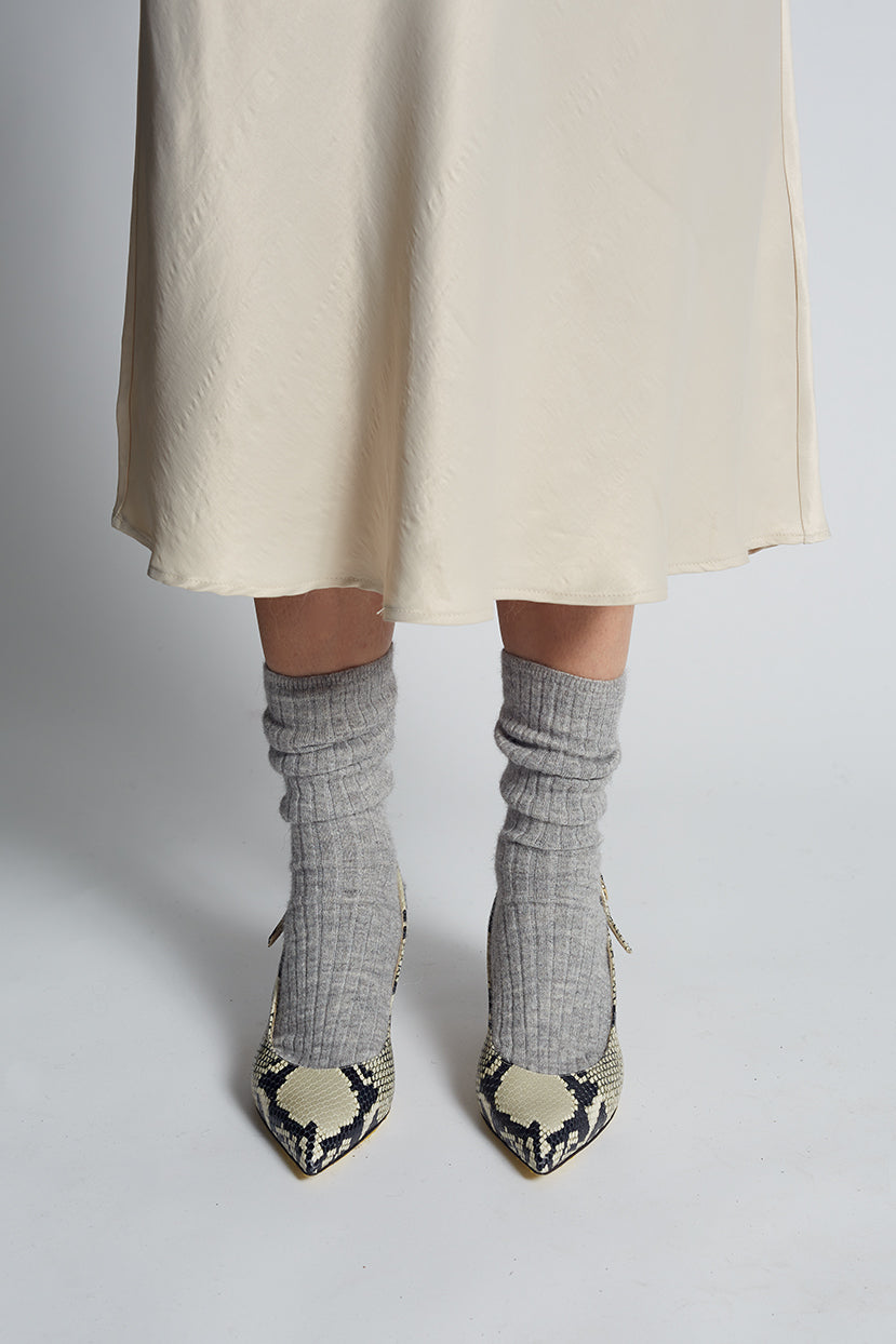 ALI RIBBED SOCK | PALE GREY MELANGE