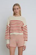 LAYLA STRIPE SWEATER | IVORY + TOMATO