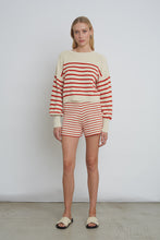 Load image into Gallery viewer, LEA STRIPE SHORT | IVORY + TOMATO

