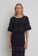 ARDEN CROCHET TOP | BLACK