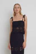 IOLA CROCHET TOP | BLACK