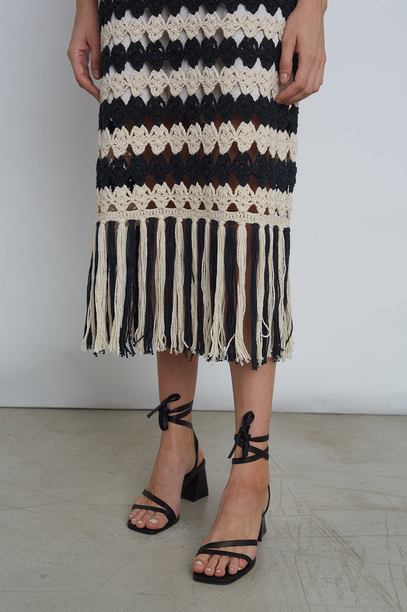 Portrait Striped factory Crochet Midi