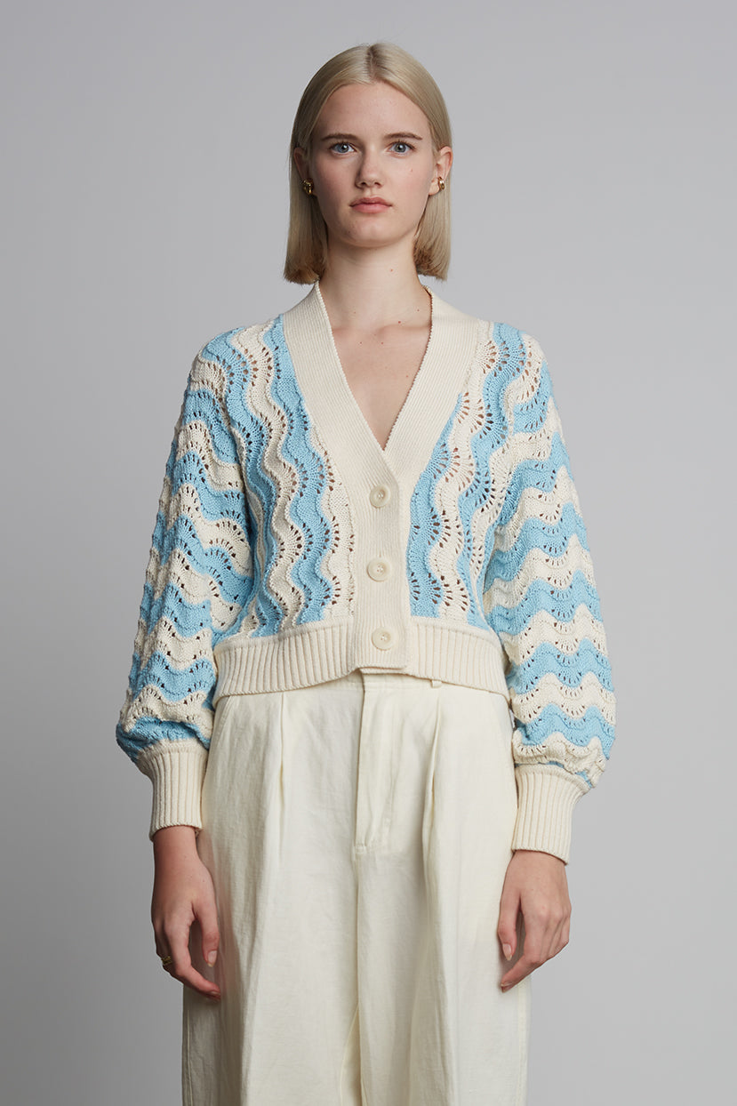 LUNA CARDI | IVORY + ROBIN EGG BLUE