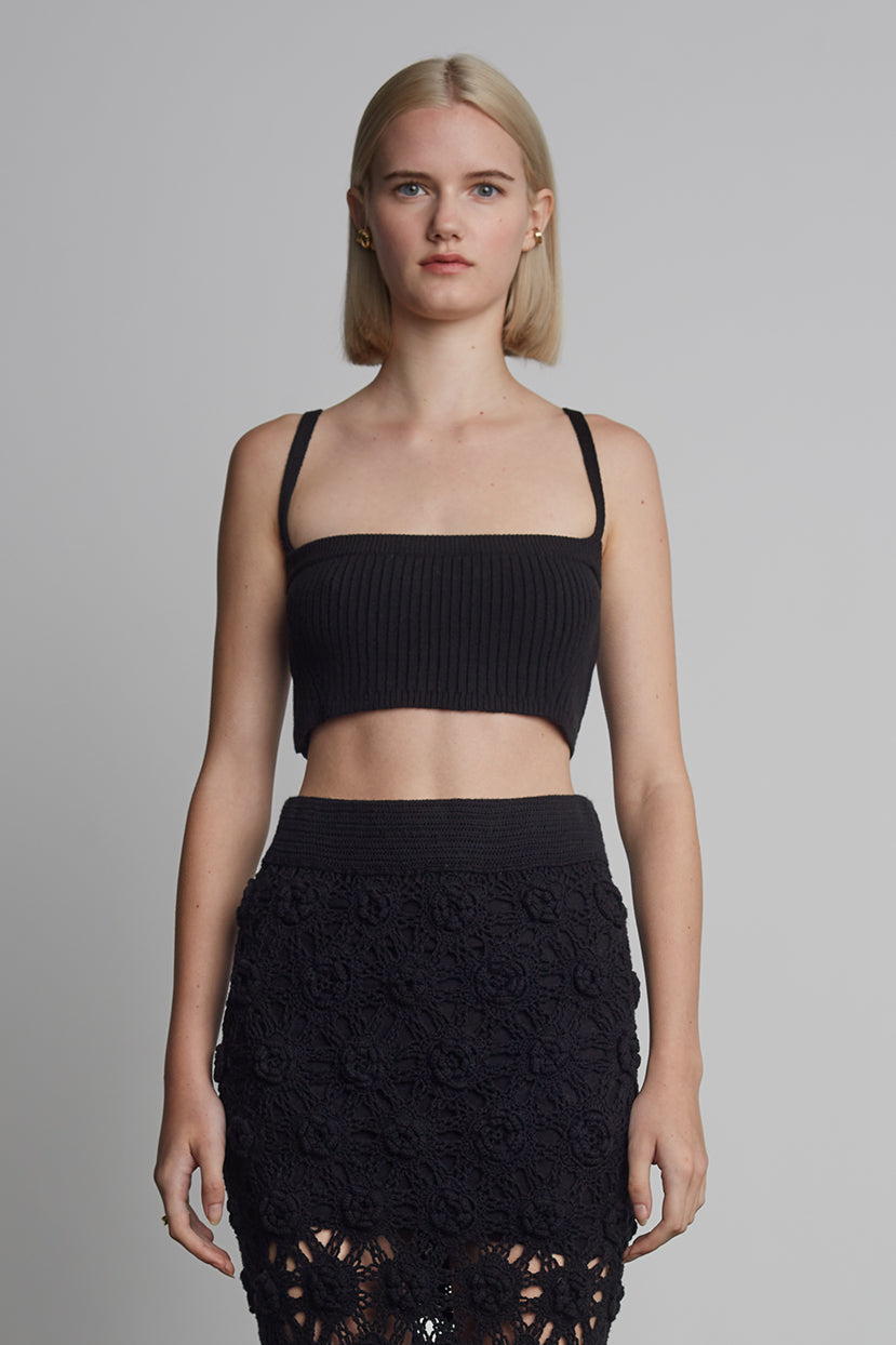 PEARLA CROP TOP | BLACK