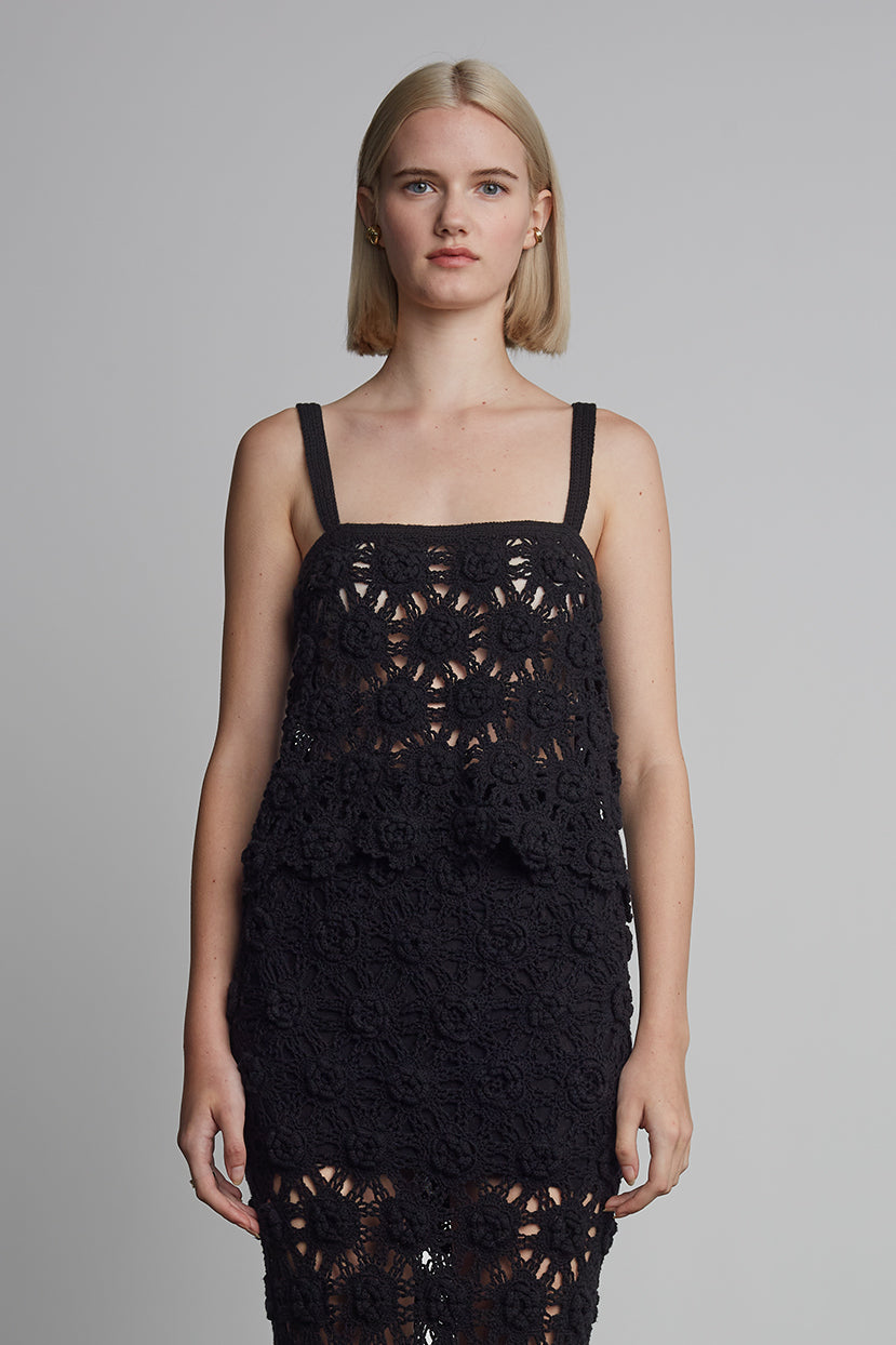 MILA CROCHET TOP | BLACK