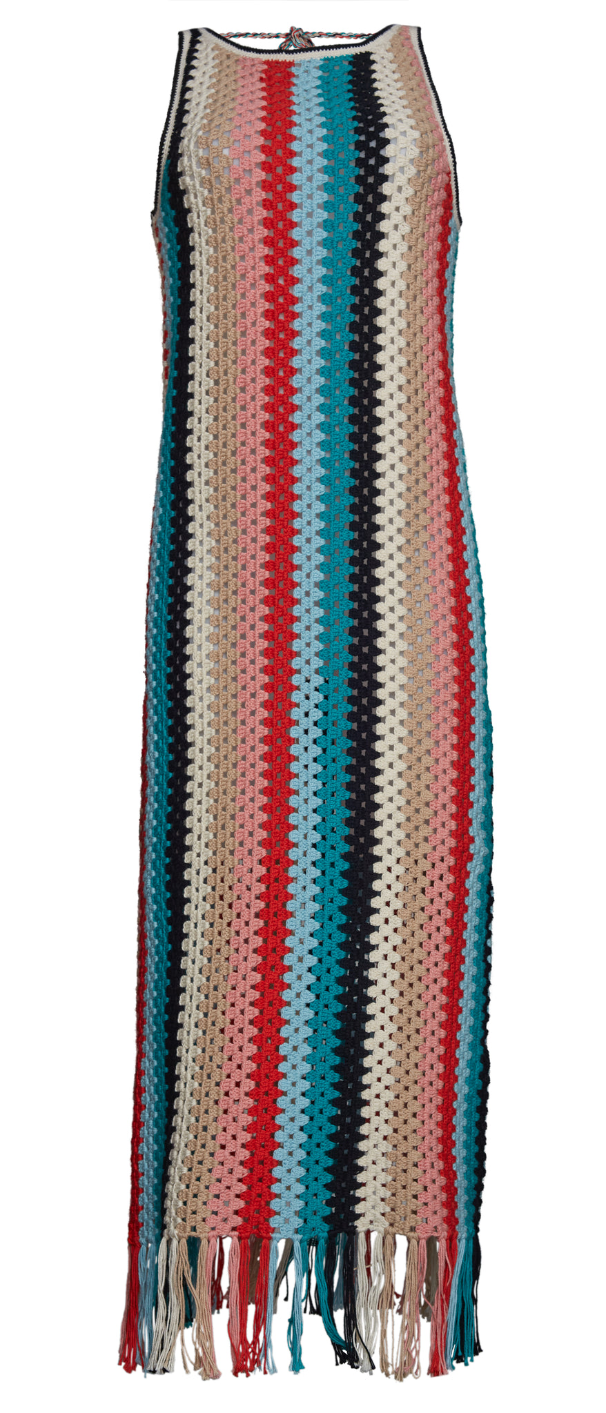 crochet dress multi coloured Women's long multicolored crochet Dress ,Long Beach Dress crochet / made to order
