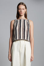 Load image into Gallery viewer, KERRY CROCHET TOP | IVORY/ESPRESSO/BLACK
