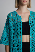 Load image into Gallery viewer, VIOLET CROCHET COVER UP | AQUA MARINE
