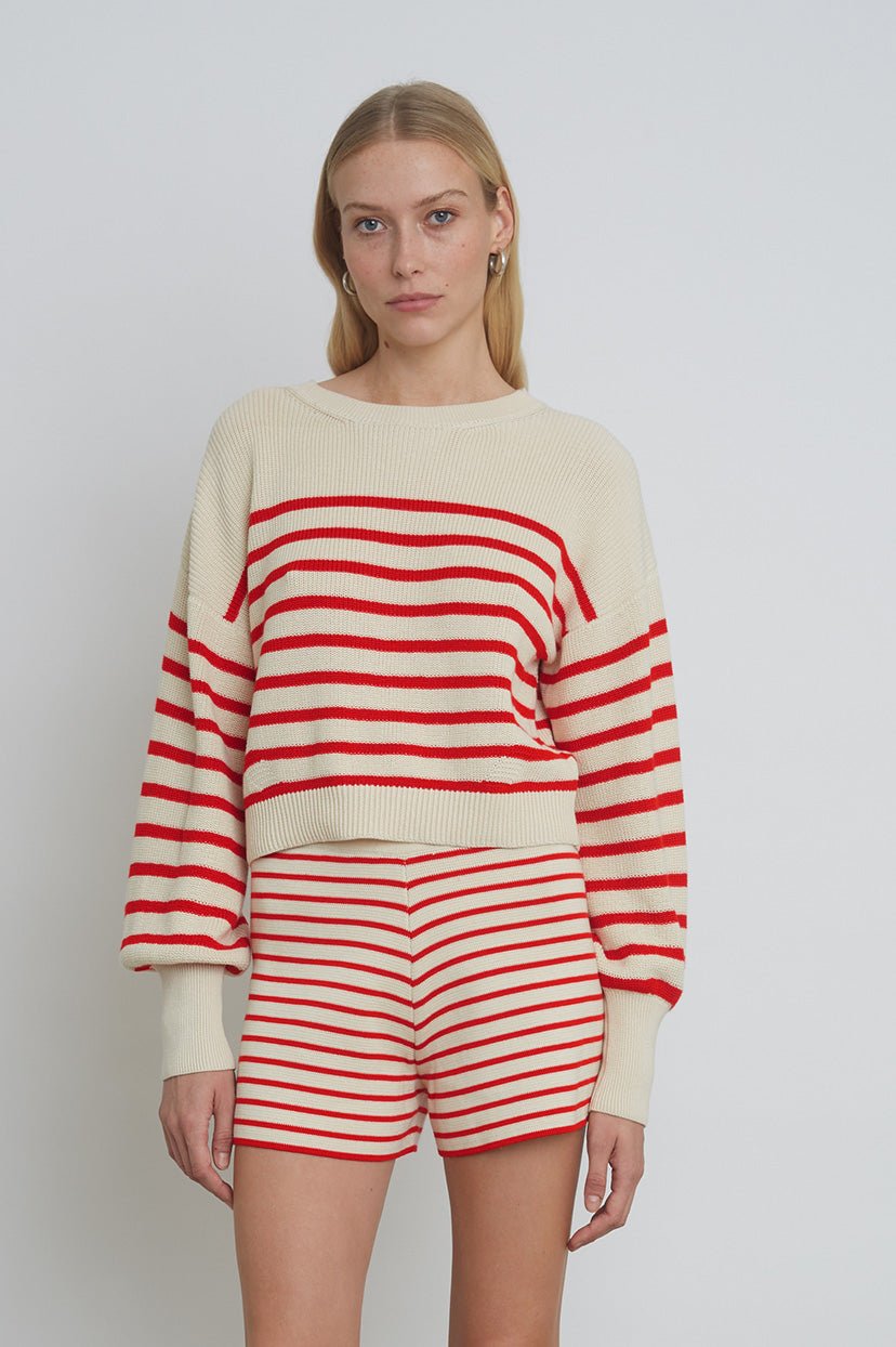 LAYLA STRIPE SWEATER | IVORY + ROSSO