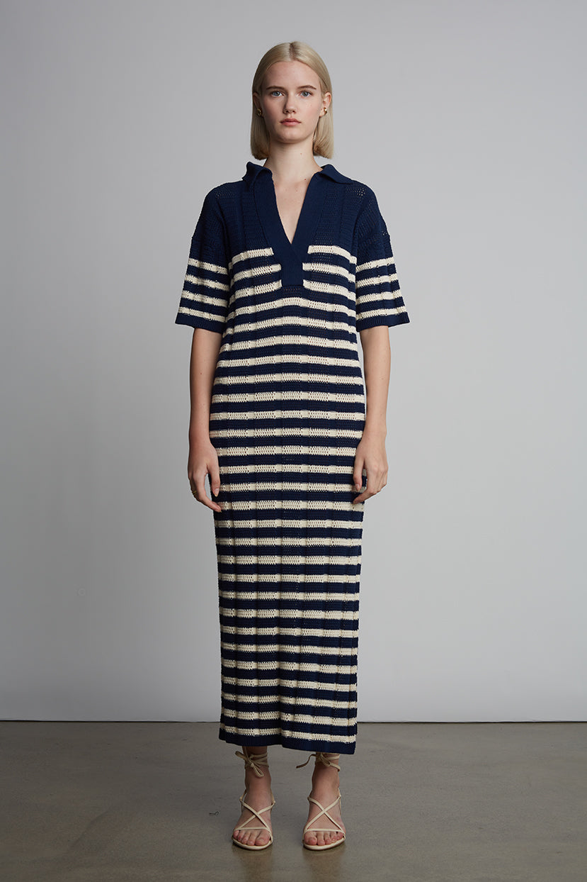 EMMIE STRIPE DRESS | NAVY + IVORY STRIPE