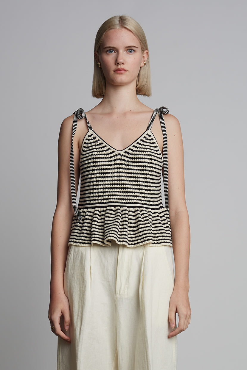 MALI STRIPE CAMI | IVORY + BLACK STRIPE