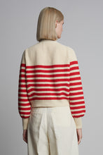 Load image into Gallery viewer, ISLA STRIPE CARDI | IVORY + ROSSO STRIPE
