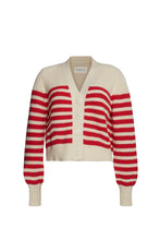 Load image into Gallery viewer, ISLA STRIPE CARDI | IVORY + ROSSO STRIPE
