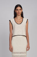 ZARIA CROCHET TOP | IVORY W/ BLACK TIPPING