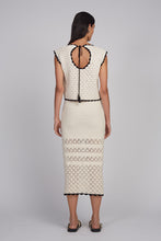 Load image into Gallery viewer, ZARIA CROCHET TOP | IVORY W/ BLACK TIPPING

