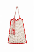 Load image into Gallery viewer, VERA CROCHET TOTE | IVORY W/ ROSSO TIPPING
