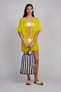 VERA CROCHET TOTE | IVORY/NAVY COMBO