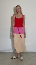 Load and play video in Gallery viewer, SIMONE COLOR-BLOCK DRESS | TOMATO/PINK/SAND
