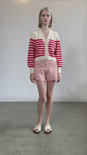 Load and play video in Gallery viewer, ISLA STRIPE CARDI | IVORY + ROSSO STRIPE
