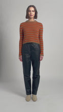 Load and play video in Gallery viewer, AVA STRIPE SWEATER | CAMEL + TANGERINE STRIPE

