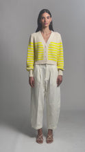 Load and play video in Gallery viewer, ISLA STRIPE CARDI | IVORY/LIMONE STRIPE
