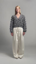 Load and play video in Gallery viewer, LUELLA STRIPE CARDI | IVORY + BLACK STRIPE
