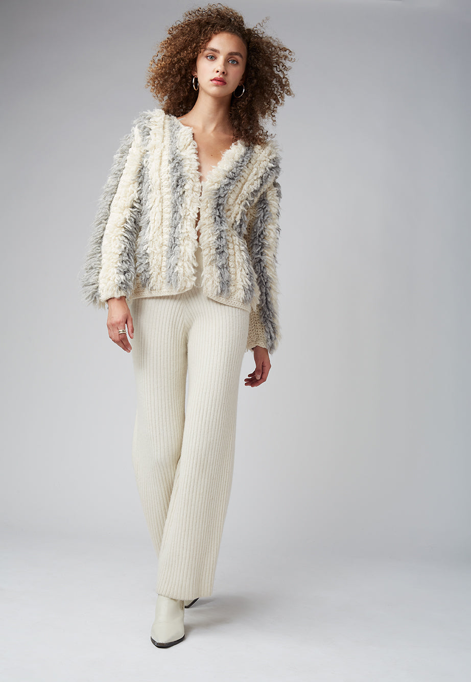 SOPHIA SWEATER JACKET IVORY PALE GREY