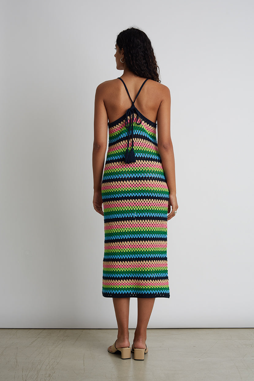 sleeveless crochet maxi dress Open Crochet Halter Neck Slit Maxi Dress - MEDIUM / ORANGE