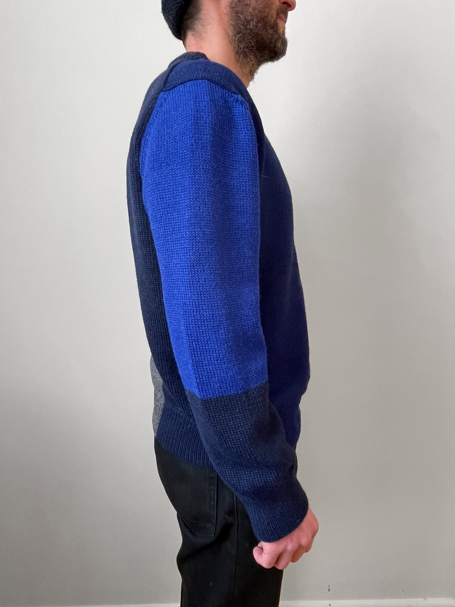 thumbnail image 2 of Men’s Terranova Color Block Cable Knit Crew Neck Sweater – S To XXL, Long Sleeve, Black 2 of 5